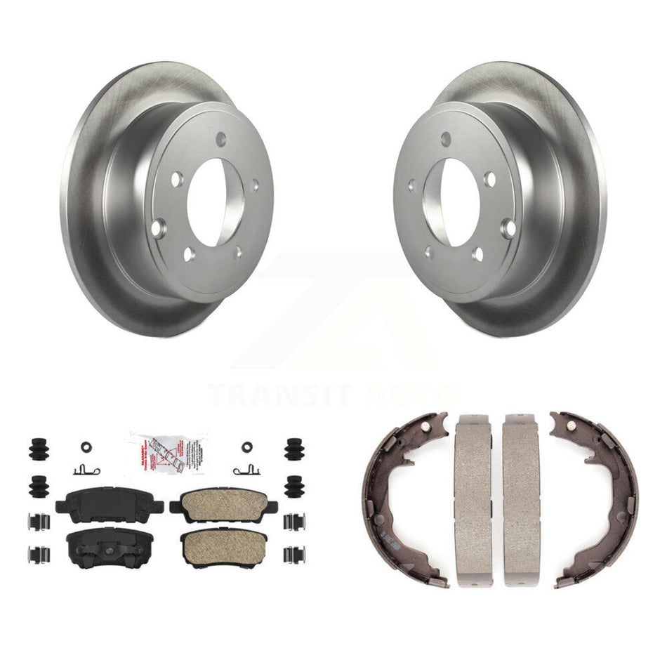 Rear Disc Coated Rotors Ceramic Pads & Parking Shoes Kit For Jeep Patriot Dodge Chrysler KGA-106372