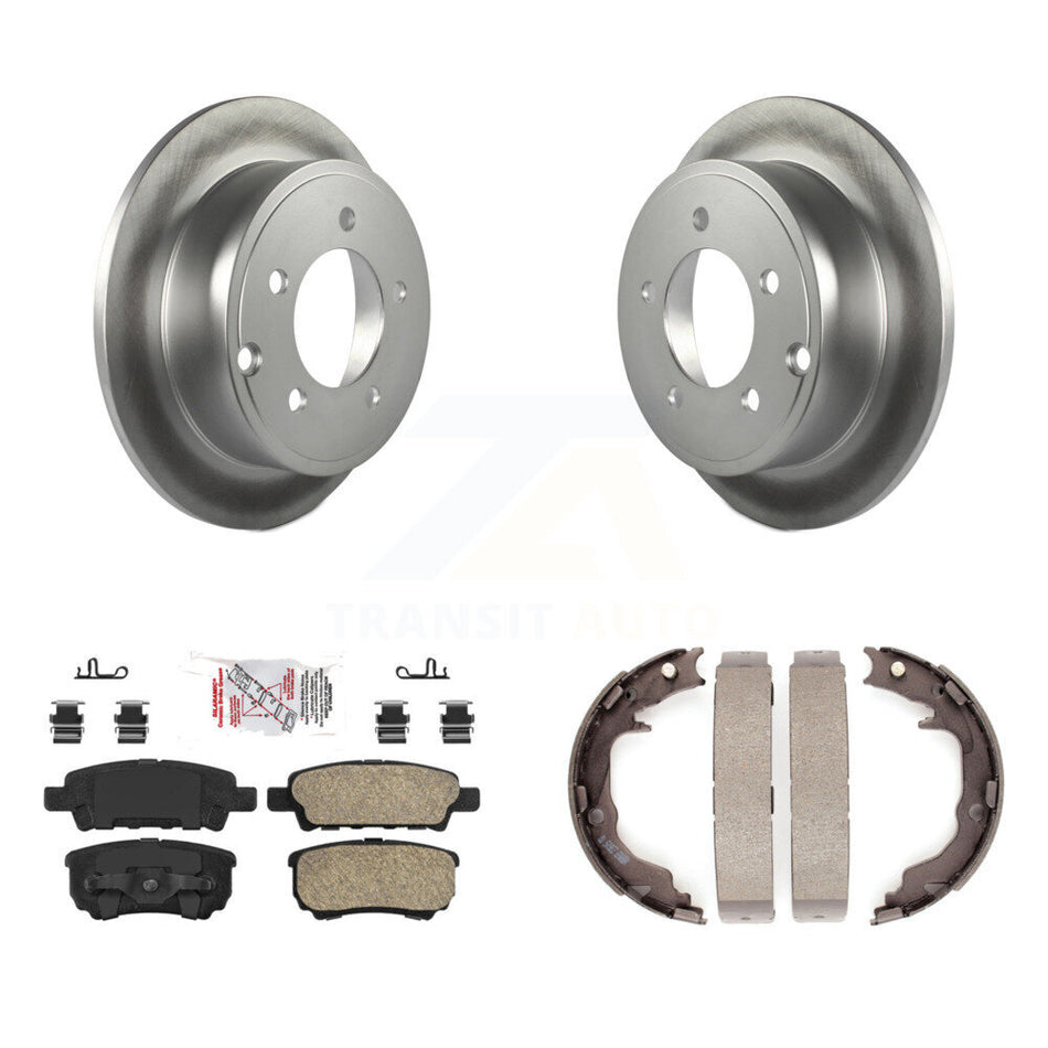 Rear Disc Coated Rotors Ceramic Pads & Parking Shoes Kit For Jeep Patriot Dodge Chrysler KGA-106373
