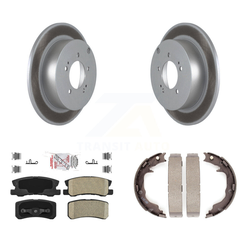 Rear Disc Coated Rotors Ceramic Pads And Parking Brake Shoes Kit For Mitsubishi Outlander KGA-106384