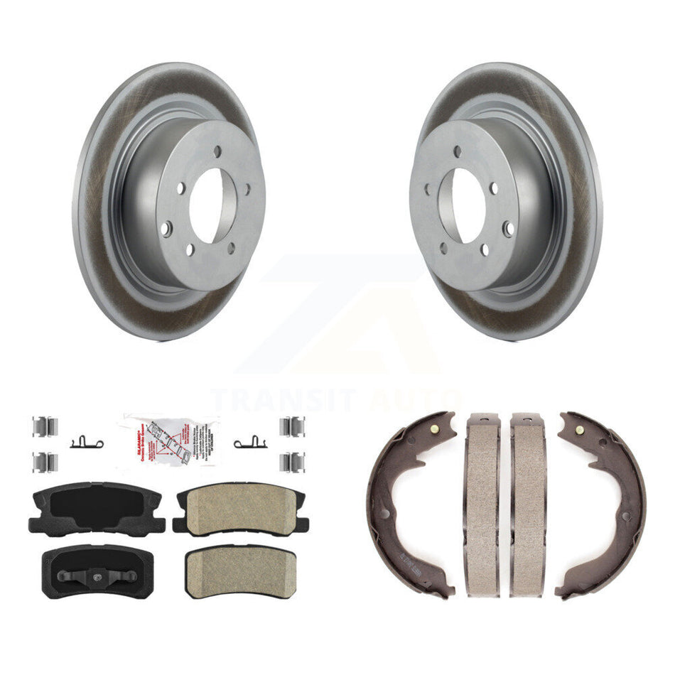 Rear Disc Coated Rotors Ceramic Pads Parking Shoes Kit For 2008 Mitsubishi Outlander 2.4L KGA-106386