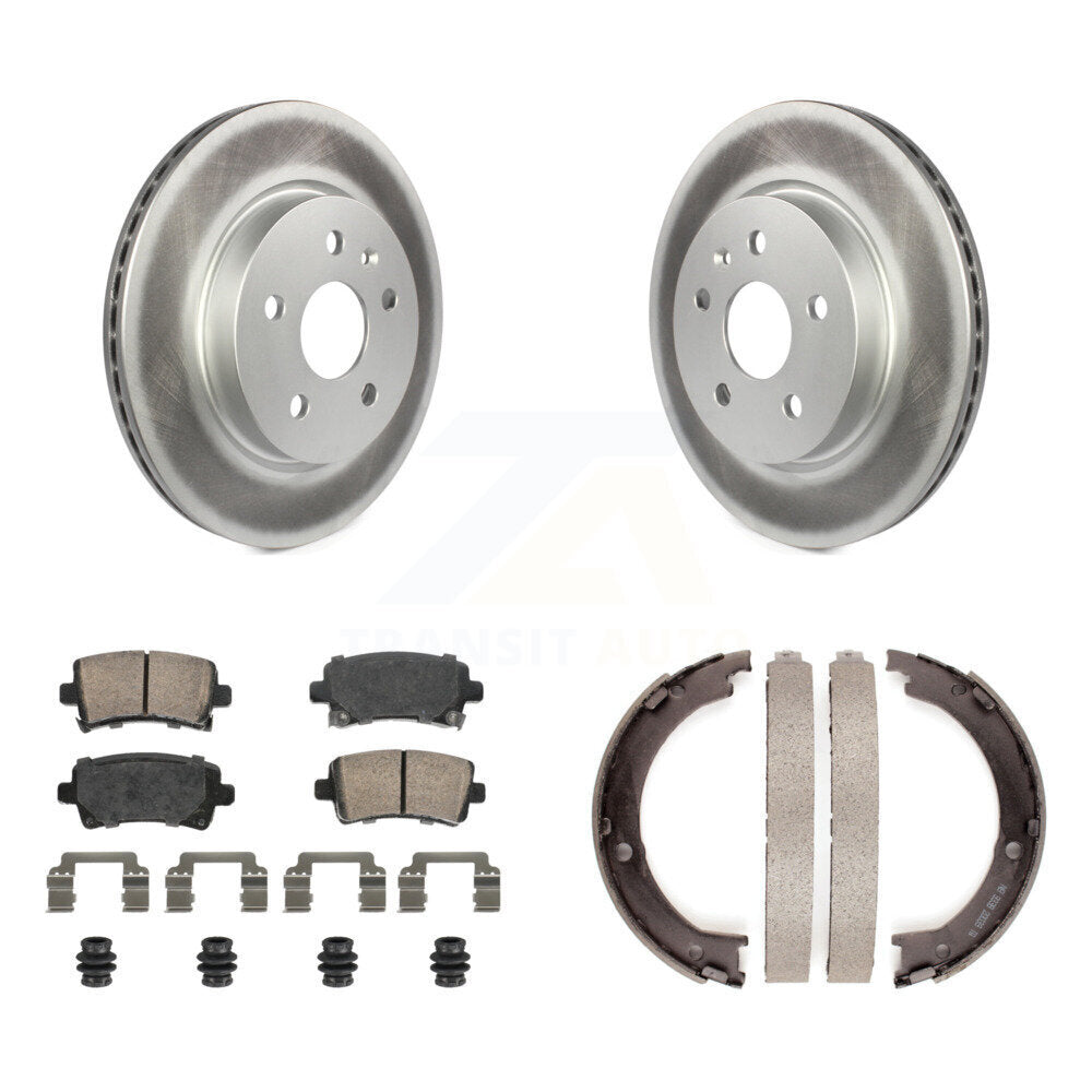 Rear Disc Coated Rotors Ceramic Pads And Parking Brake Shoes Kit For Cadillac XTS KGA-106391