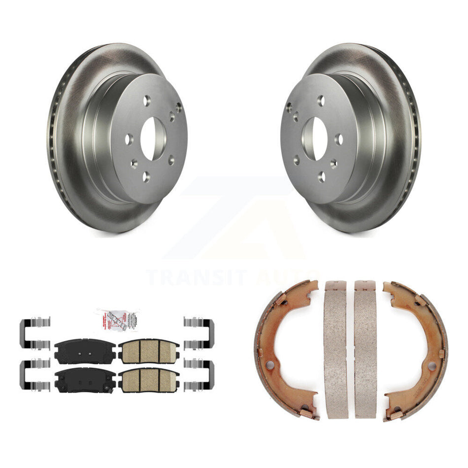 Rear Disc Coated Rotors Ceramic Pads Parking Shoes Kit For Chevrolet Equinox GMC Terrain KGA-106395