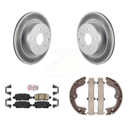Rear Disc Coated Rotors Ceramic Pads Parking Shoes Kit For INFINITI Nissan Maxima G37 G35 KGA-106411