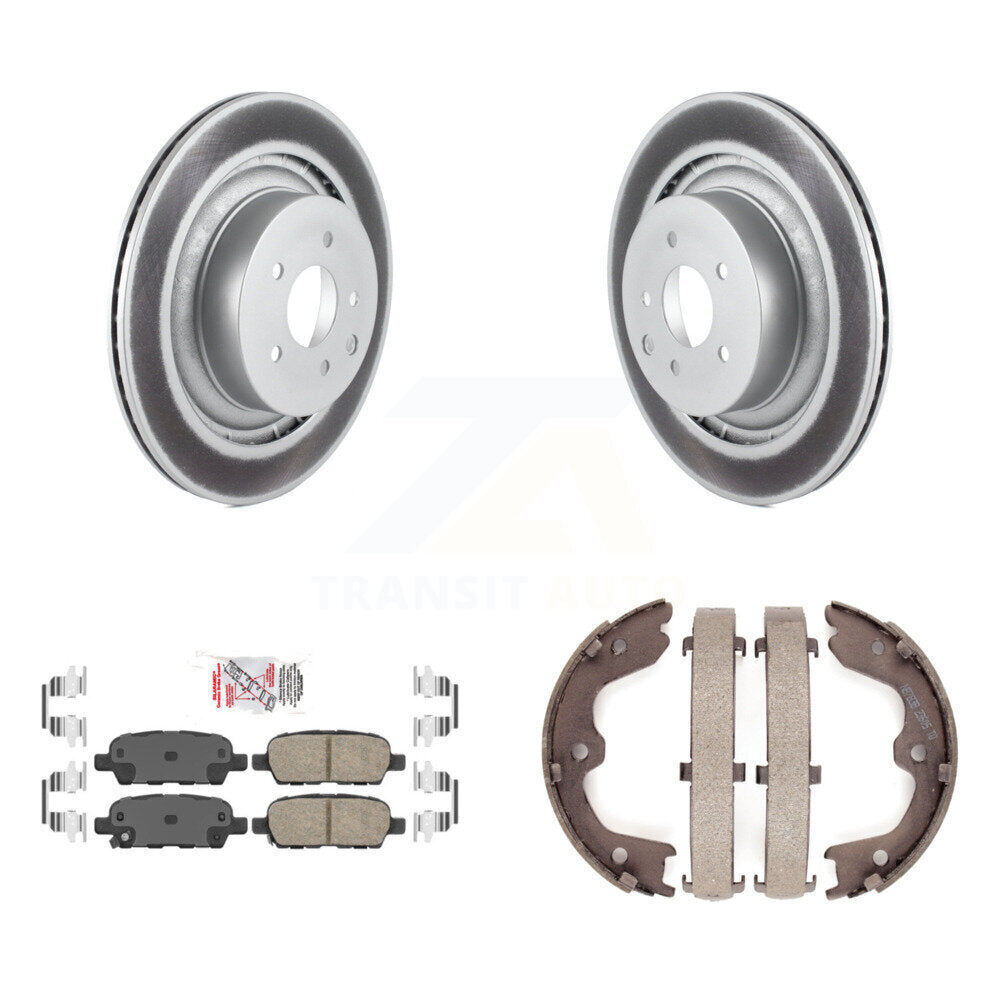 Rear Disc Coated Rotors Ceramic Pads And Parking Brake Shoes Kit For INFINITI Q60 KGA-106419