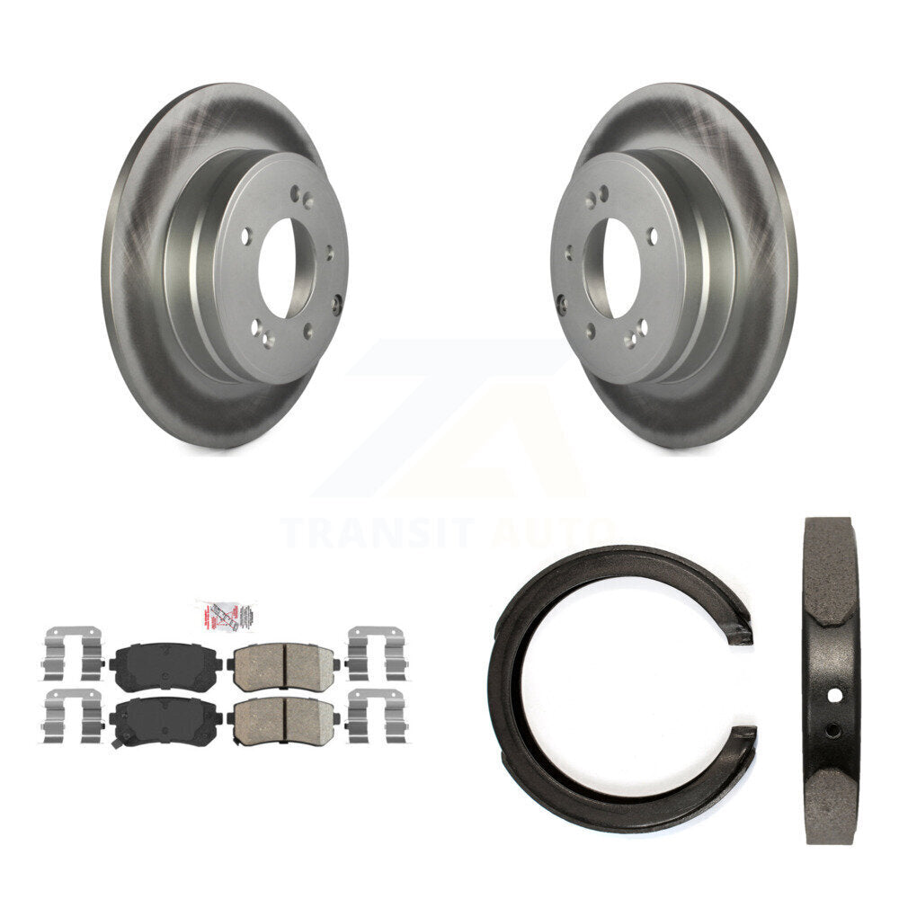 Rear Disc Coated Rotors Ceramic Pads And Parking Shoes Kit For Hyundai Tucson Sonata Kia KGA-106426