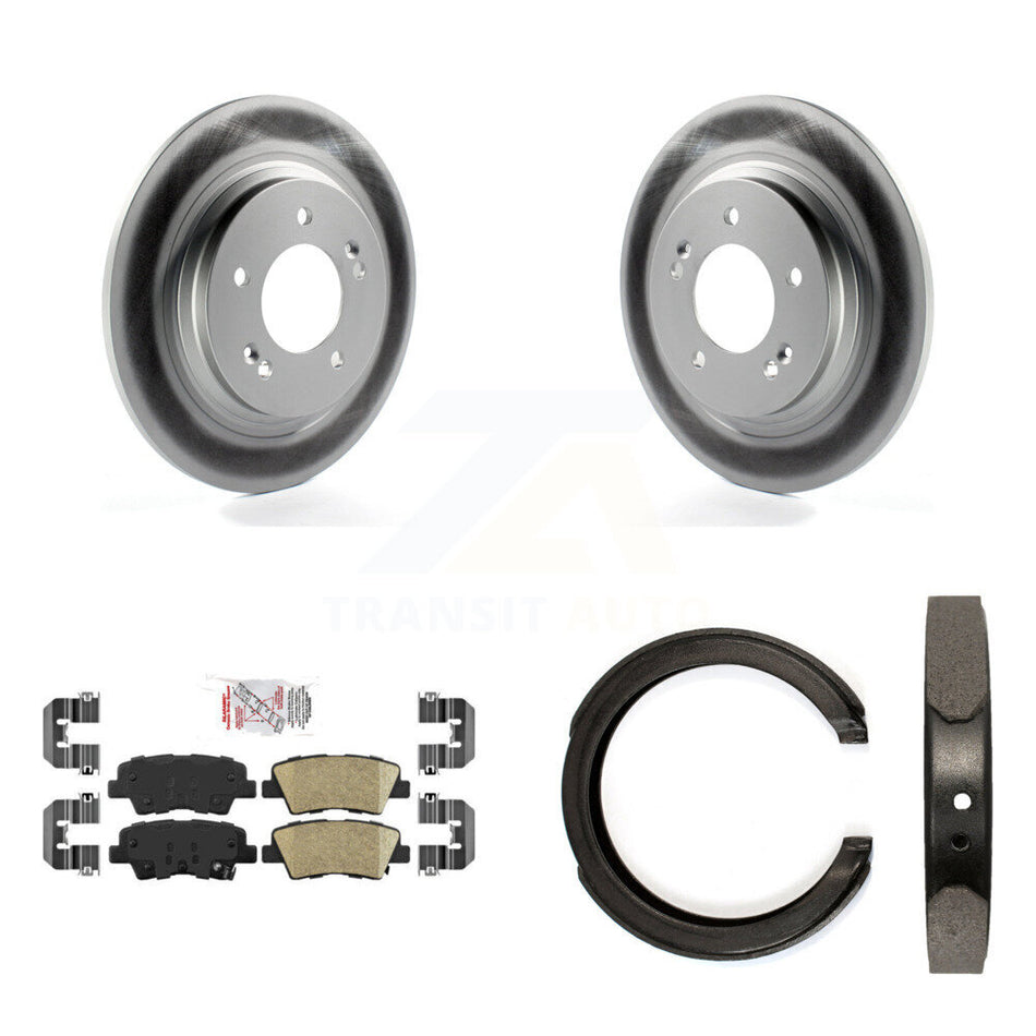 Rear Disc Coated Rotors Ceramic Pads And Parking Brake Shoes Kit For Kia Optima KGA-106427