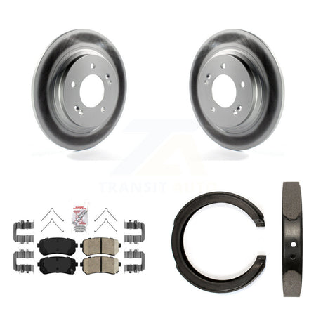 Rear Disc Coated Rotors Ceramic Pads And Parking Brake Shoes Kit For Kia Optima KGA-106429