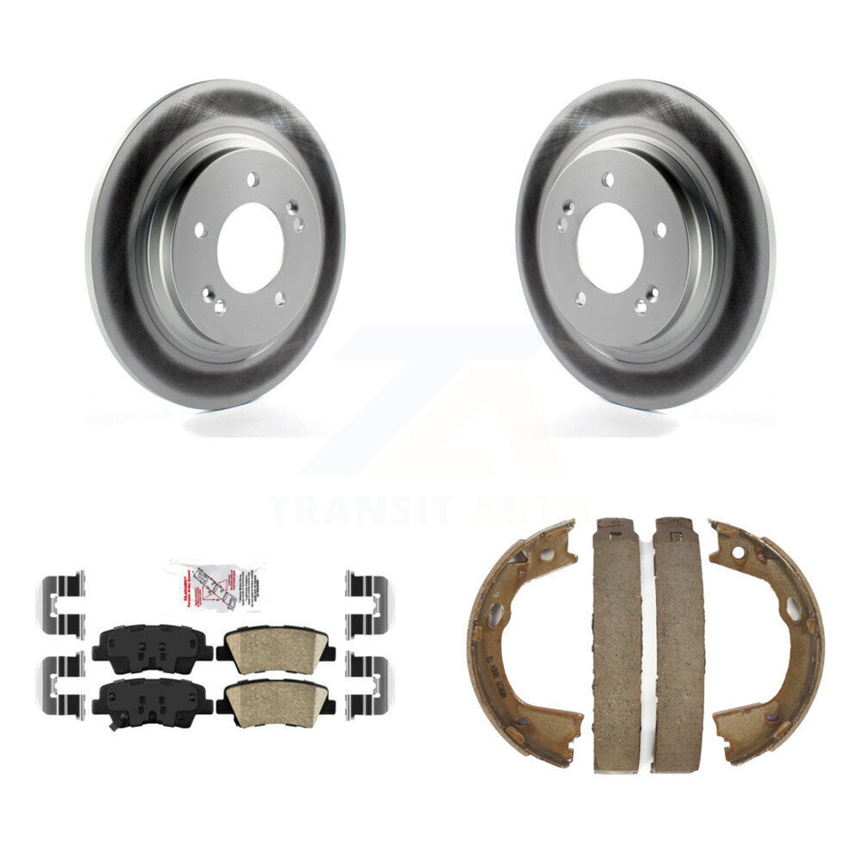 Rear Disc Coated Rotors Ceramic Pads And Parking Brake Shoes Kit For Kia Optima KGA-106430