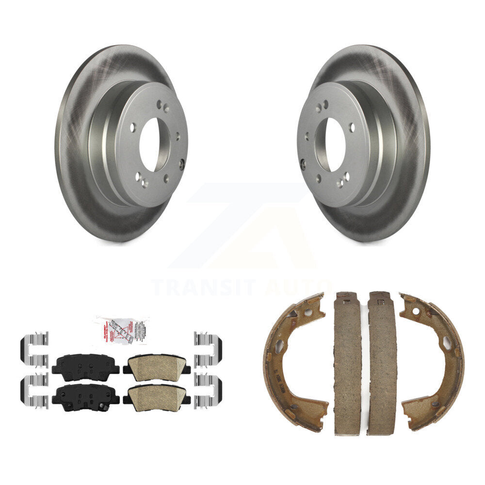 Rear Disc Coated Rotors Ceramic Pads And Parking Brake Shoes Kit For Kia Optima KGA-106431