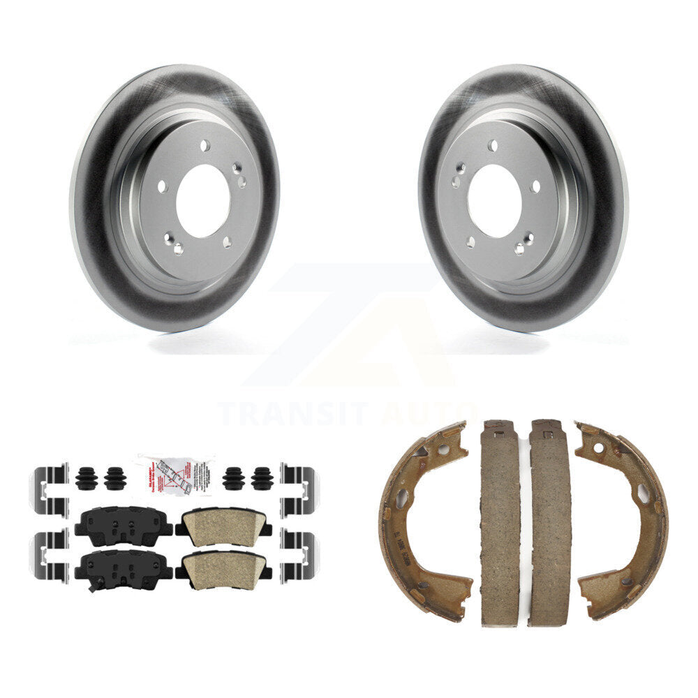 Rear Disc Coated Rotors Ceramic Pads And Parking Brake Shoes Kit For Kia Optima KGA-106433