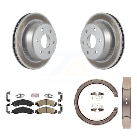 Rear Disc Coated Rotors Ceramic Pads & Parking Shoes Kit For Chevrolet GMC Silverado 1500 KGA-106434