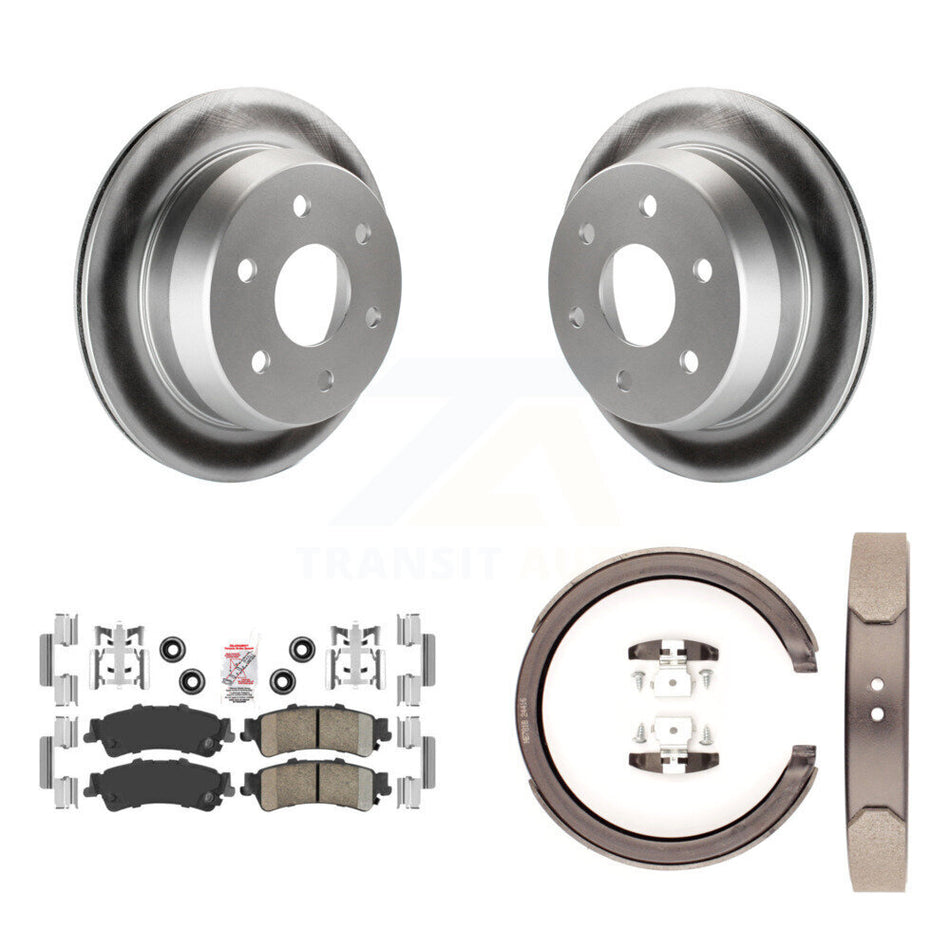 Rear Disc Coated Rotors Ceramic Pads & Parking Shoes Kit For Chevrolet GMC Silverado 1500 KGA-106439