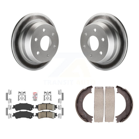 Rear Disc Coated Rotors Ceramic Pads & Parking Shoes Kit For Chevrolet Silverado 1500 GMC KGA-106441