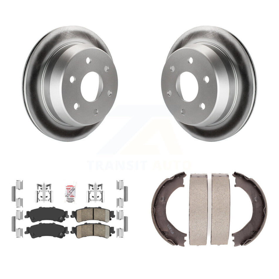 Rear Disc Coated Rotors Ceramic Pads & Parking Shoes Kit For Chevrolet Silverado 1500 GMC KGA-106441