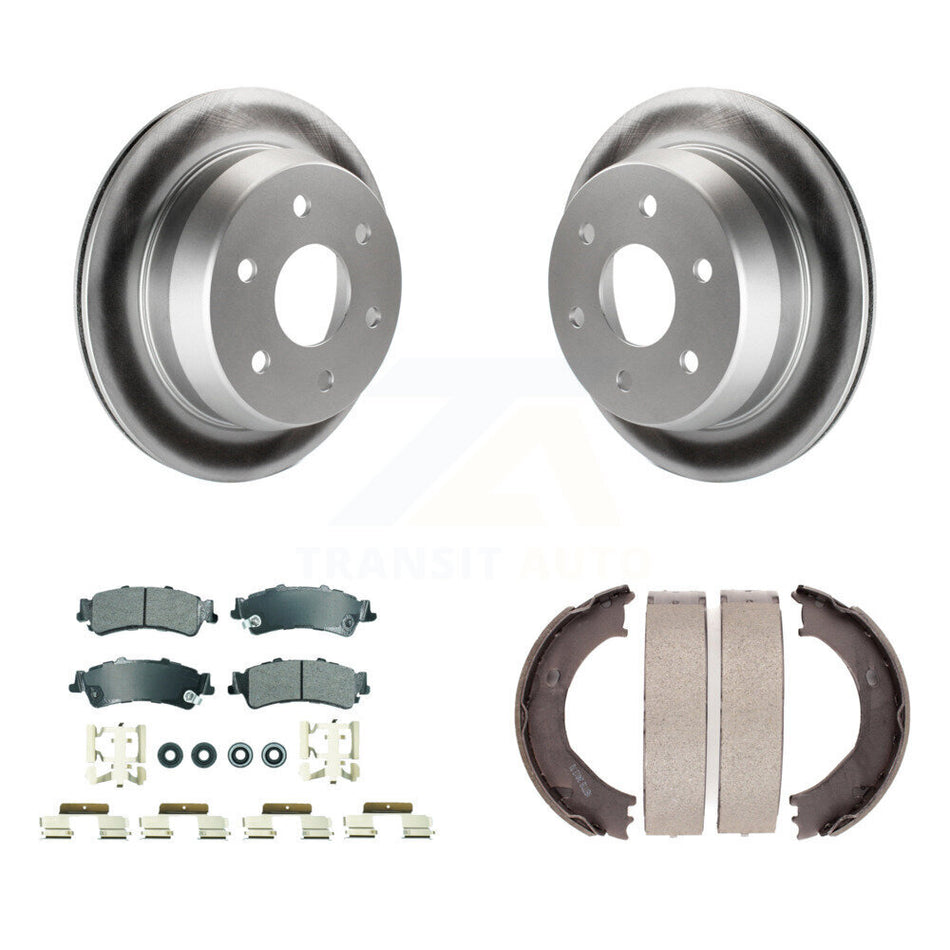 Rear Disc Coated Rotors Semi-Metallic Pads Parking Shoes Kit For Chevrolet Silverado 1500 KGA-106442