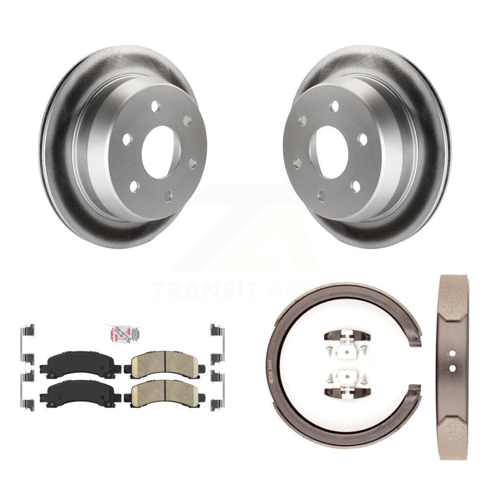 Rear Disc Coated Rotors Ceramic Pads Parking Shoes Kit For 2002 Chevrolet Avalanche 1500 KGA-106444
