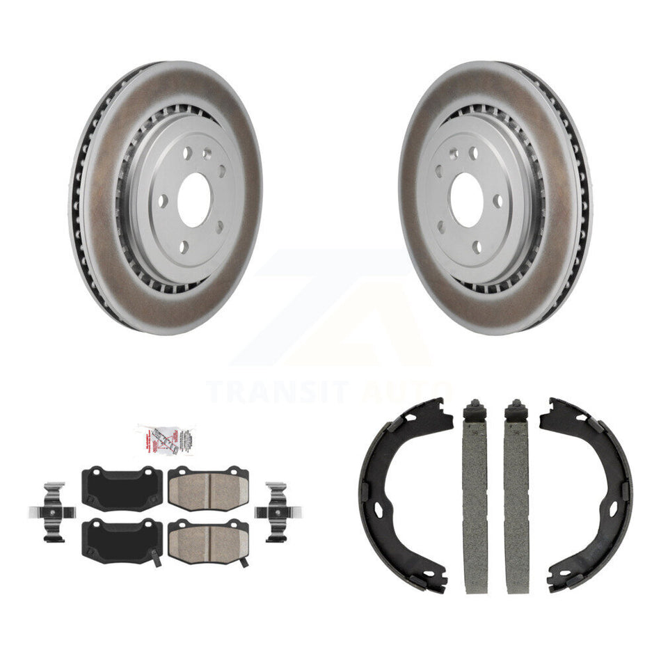 Rear Disc Coated Rotors Ceramic Pads Parking Shoes Kit For Chevrolet Camaro Cadillac ATS KGA-106447