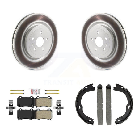 Rear Disc Coated Rotors Semi-Metallic Pads And Parking Shoes Kit For Chevrolet Camaro CTS KGA-106451