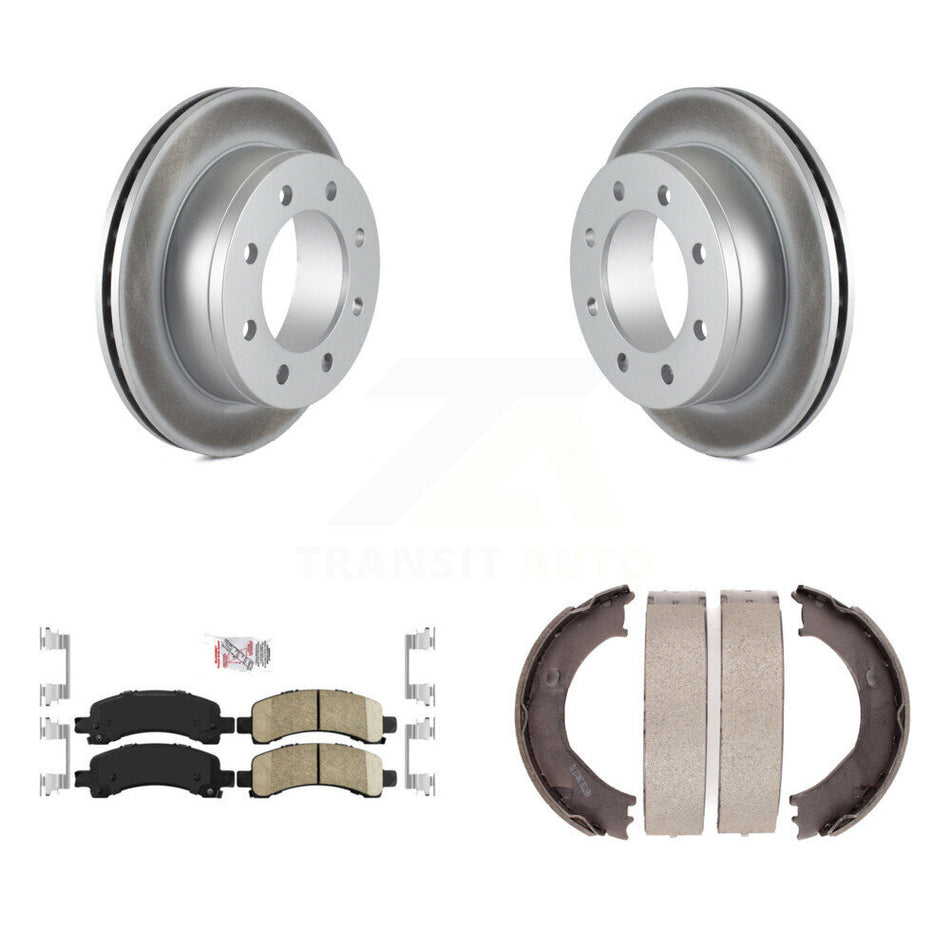 Rear Disc Coated Rotors Ceramic Pads And Parking Shoes Kit For Chevrolet GMC Express 3500 KGA-106453