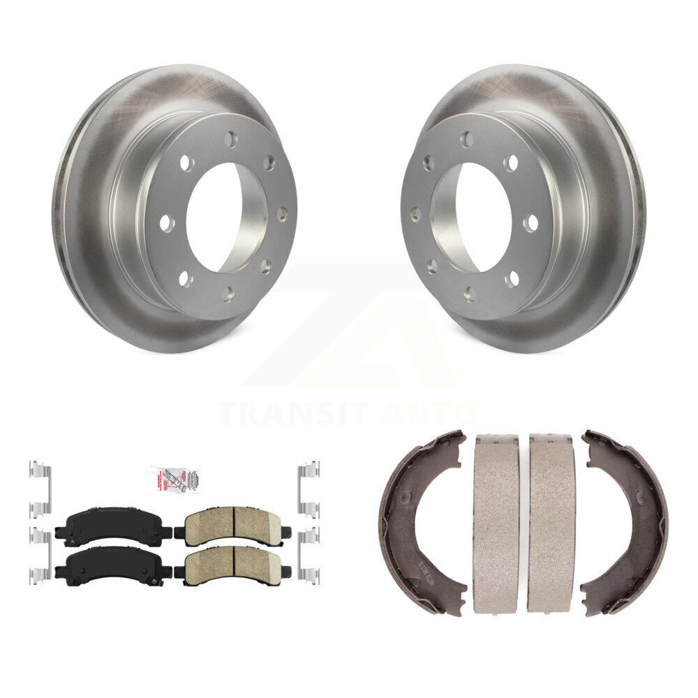 Rear Disc Coated Rotors Ceramic Pads And Parking Shoes Kit For Chevrolet Express 3500 GMC KGA-106455