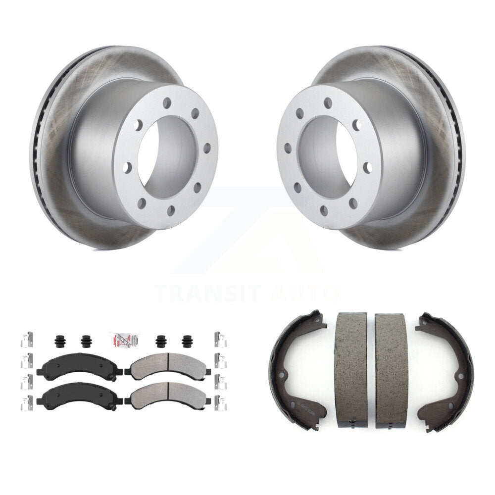 Rear Disc Coated Rotors Semi-Metallic Pads & Parking Shoes Kit For Chevrolet Express 3500 KGA-106457