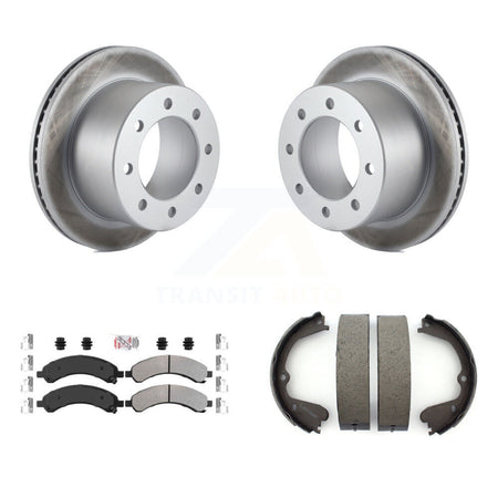 Rear Disc Coated Rotors Semi-Metallic Pads & Parking Shoes Kit For Chevrolet Express 3500 KGA-106457