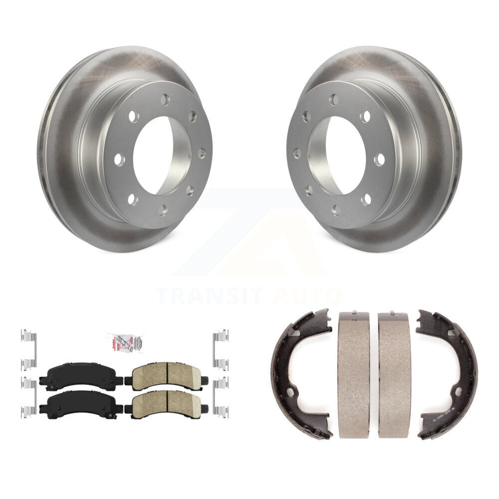 Rear Disc Coated Rotors Ceramic Pads Parking Shoes Kit For Chevrolet GMC Savana 2500 3500 KGA-106458
