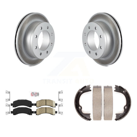 Rear Disc Coated Rotors Ceramic Pads Parking Shoes Kit For Chevrolet GMC Savana 2500 3500 KGA-106459