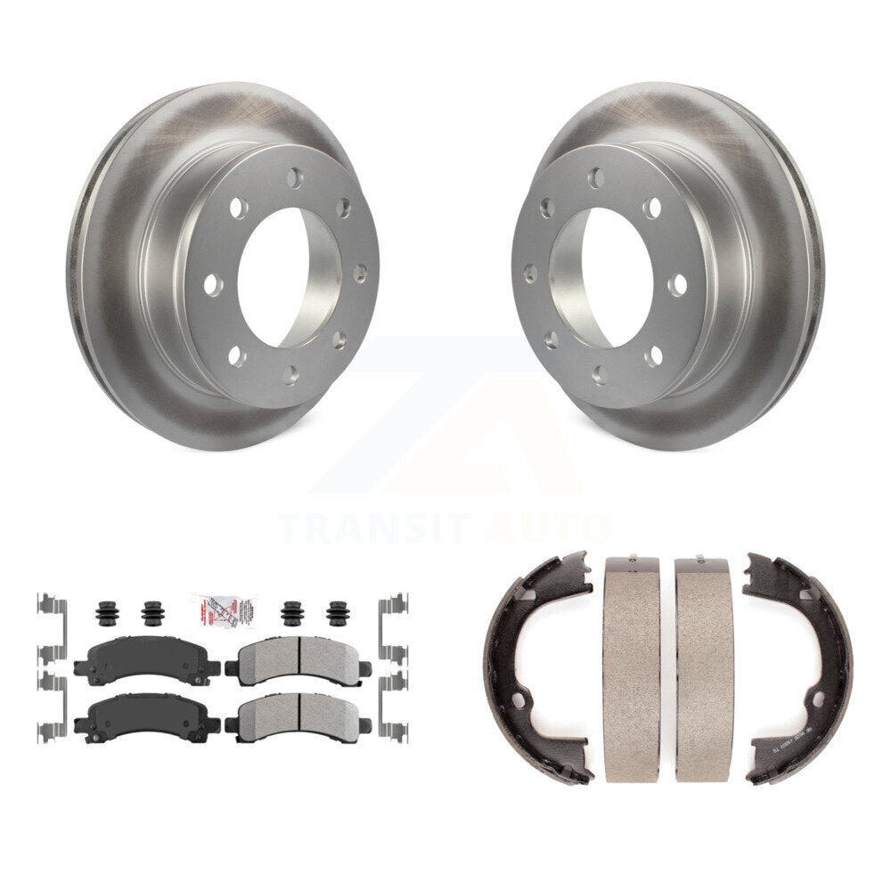 Rear Disc Coated Rotors Semi-Metallic Pads And Parking Shoes Kit For Chevrolet GMC Savana KGA-106460