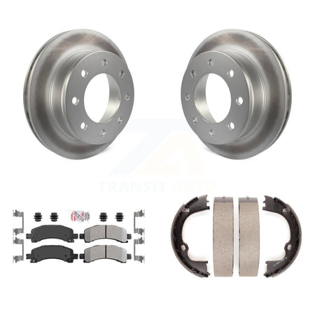 Rear Disc Coated Rotors Semi-Metallic Pads And Parking Shoes Kit For Chevrolet GMC Savana KGA-106460
