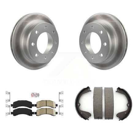Rear Disc Coated Rotors Ceramic Pads & Parking Shoes Kit For GMC Savana 3500 Cutaway Van KGA-106463