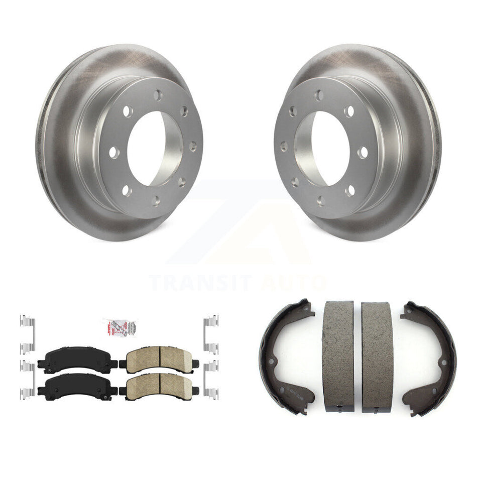 Rear Disc Coated Rotors Ceramic Pads & Parking Shoes Kit For GMC Savana 3500 Cutaway Van KGA-106463