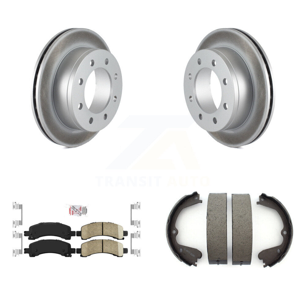 Rear Disc Coated Rotors Ceramic Pads & Parking Shoes Kit For GMC Savana 3500 Cutaway Van KGA-106464
