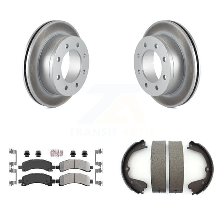 Rear Disc Coated Rotors Semi-Metallic Pads & Parking Brake Shoes Kit For GMC Savana 3500 KGA-106466