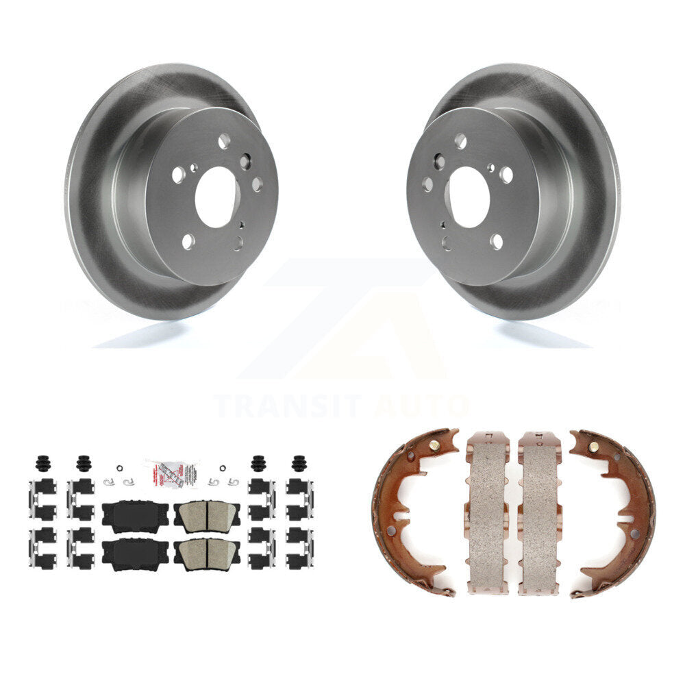 Rear Disc Coated Rotors Ceramic Pads Parking Brake Shoes Kit For Toyota Camry Lexus ES350 KGA-106467