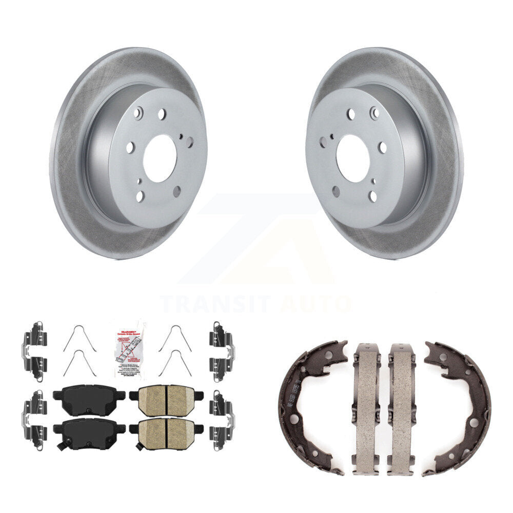 Rear Disc Coated Rotors Ceramic Pads & Parking Brake Shoes Kit For 2010 Toyota Matrix XRS KGA-106483
