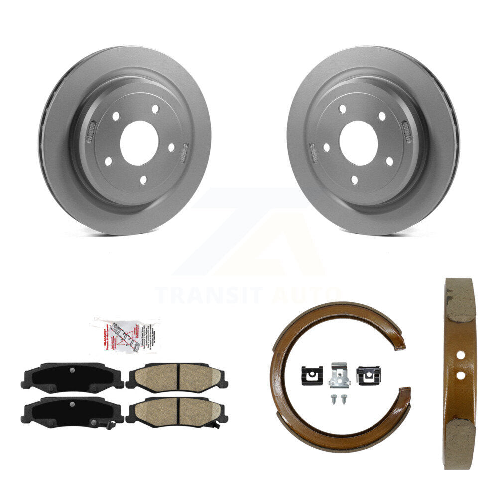 Rear Disc Coated Rotors Ceramic Pads & Parking Shoes Kit For Chevrolet Corvette Cadillac KGA-106485
