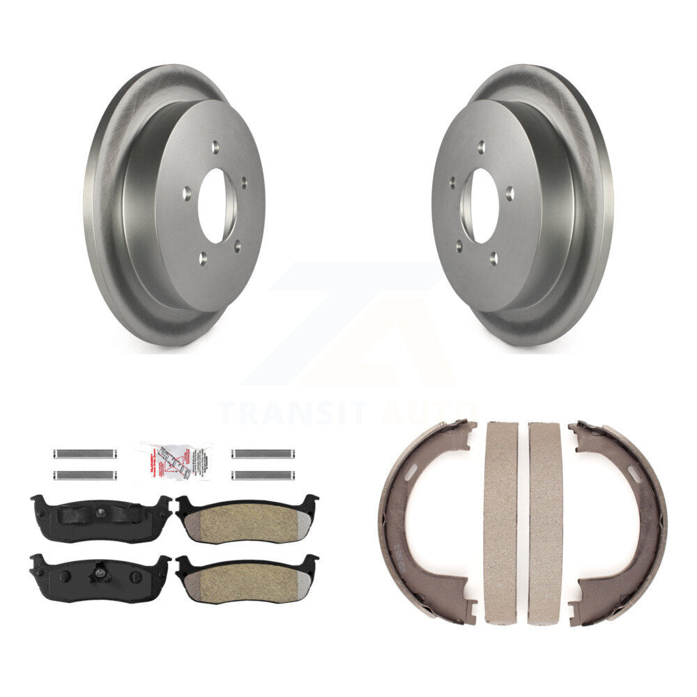 Rear Disc Coated Rotors Semi-Metallic Pads And Parking Shoes Kit For Ford F-150 Heritage KGA-106492