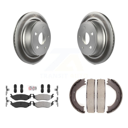 Rear Disc Coated Rotors Semi-Metallic Pads & Parking Shoes Kit For Dodge Ram 1500 Durango KGA-106493