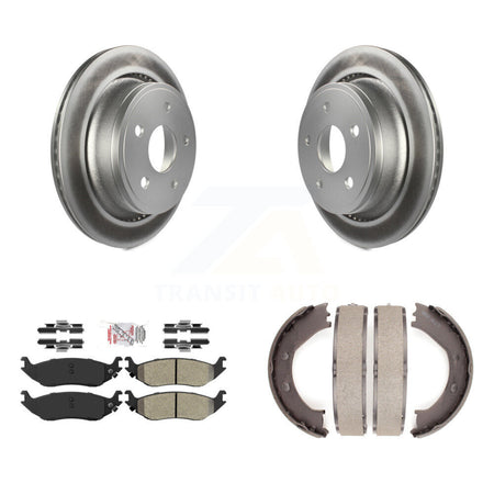 Rear Disc Coated Rotors Semi-Metallic Pads & Parking Shoes Kit For Dodge Ram 1500 Durango KGA-106494