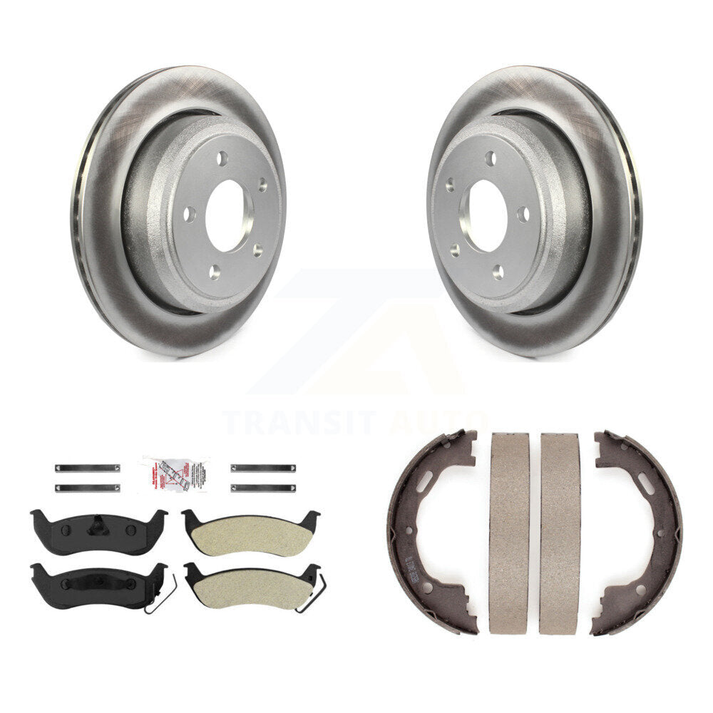 Rear Disc Coated Rotors Semi-Metallic Pads Parking Shoes Kit For Ford Ranger Mazda B2300 KGA-106507