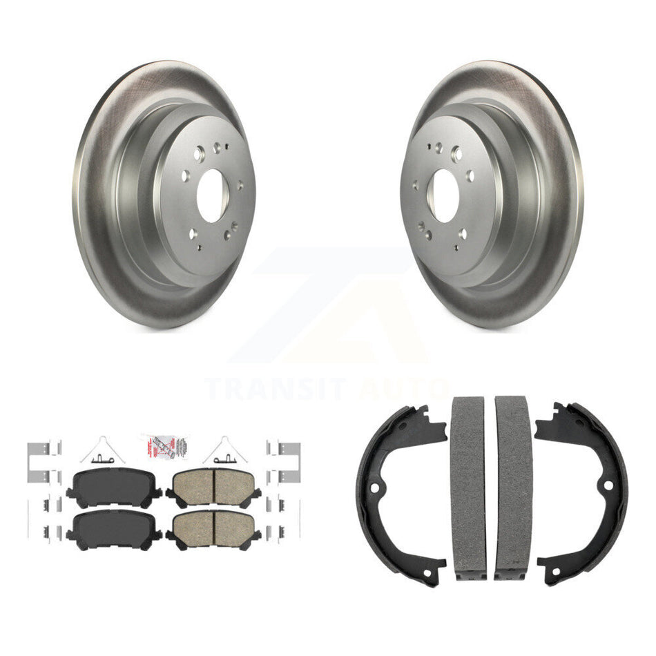 Rear Disc Coated Rotors Ceramic Pads And Parking Brake Shoes Kit For 2014-2016 Acura MDX KGA-106510