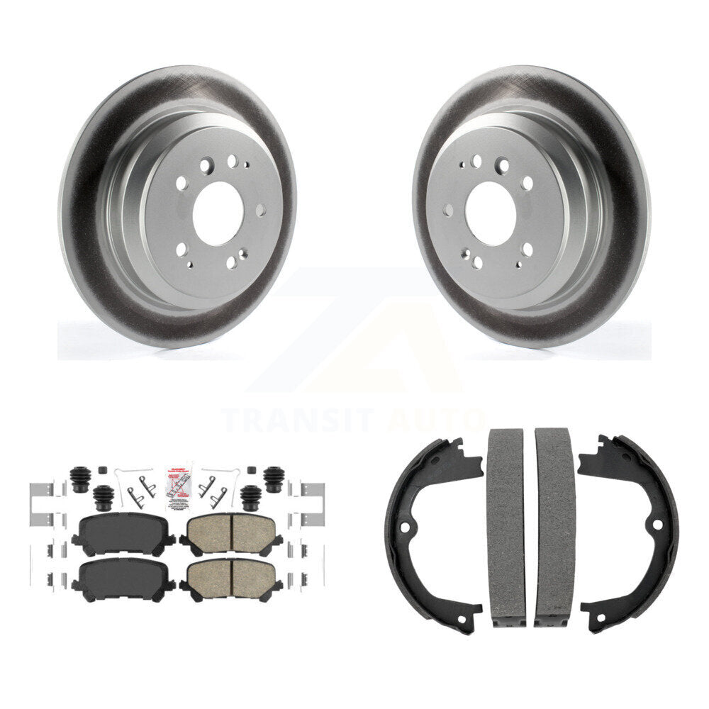 Rear Disc Coated Rotors Ceramic Pads Parking Shoes Kit For Honda Pilot Ridgeline Passport KGA-106511