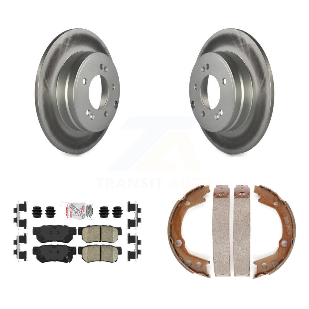 Rear Disc Coated Rotors Ceramic Pads And Parking Brake Shoes Kit For Hyundai Sonata 3.3L KGA-106519