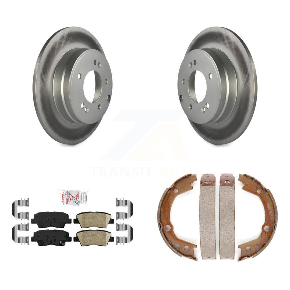 Rear Disc Coated Rotors Ceramic Pads And Parking Brake Shoes Kit For Hyundai Sonata 3.3L KGA-106525