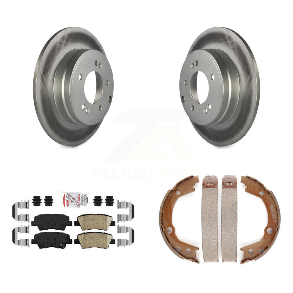 Rear Disc Coated Rotors Ceramic Pads And Parking Brake Shoes Kit For Hyundai Sonata 3.3L KGA-106527