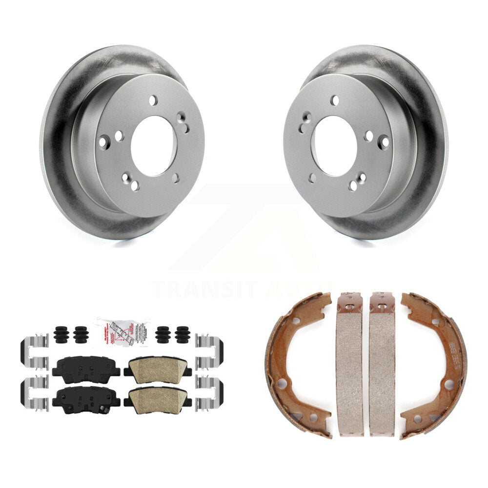 Rear Disc Coated Rotors Ceramic Pads And Parking Brake Shoes Kit For Hyundai Sonata 2.4L KGA-106528