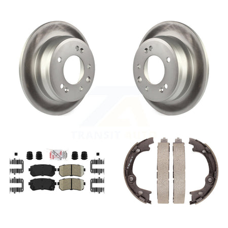 Rear Disc Coated Rotors Ceramic Pads & Parking Brake Shoes Kit For Hyundai Tucson Elantra KGA-106529