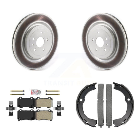 Rear Disc Coated Rotors Semi-Metallic Pads And Parking Shoes Kit For Chevrolet Camaro CTS KGA-106535