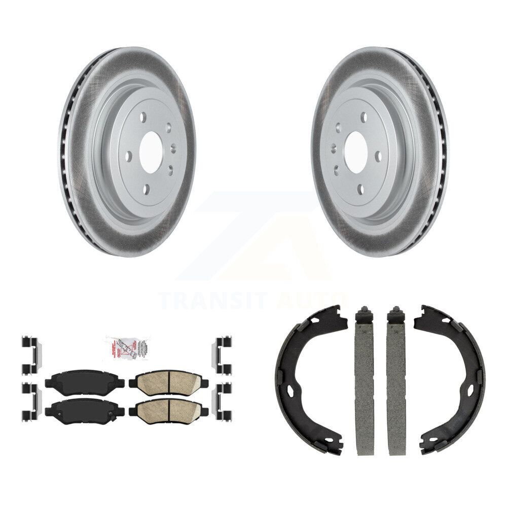 Rear Disc Coated Rotors Ceramic Pads And Parking Brake Shoes Kit For Cadillac CTS KGA-106537
